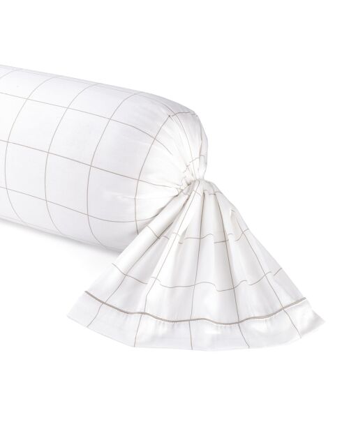 Funda de cojín de satén de algodón, tamaño grande, con cuadros blancos y marrones, 43 x 210 cm