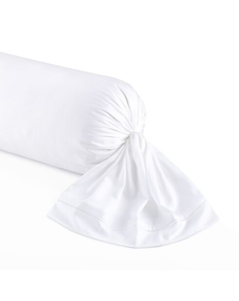 Kissenhülle aus Baumwollsatin mit singendem Kolibri, 43 x 210 cm, Weiß