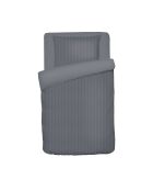 Copripiumino per neonati + federa in cotone satinato a righe satinate Dobby Jacquard grigio scuro - 100x135 cm