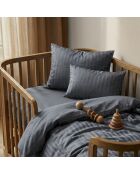 Copripiumino per neonati + federa in cotone satinato a righe satinate Dobby Jacquard grigio scuro - 100x135 cm