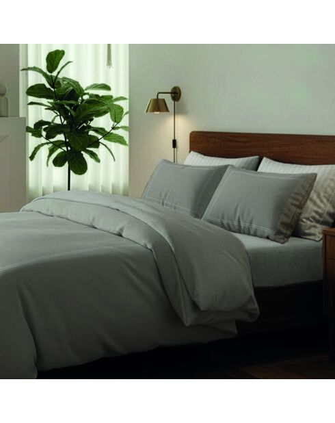 Drap plat satin de coton Annecy taupe - 240x300 cm