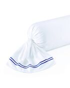 Annecy katoenen satijnen bolstertas donkerblauw/wit - 43x210 cm