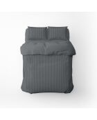 Housse de couette + taie d'oreiller 63x63 satin de coton rayure tissé dobby Jacquard gris 02 - 140x200 cm