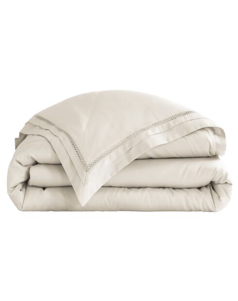Housse de couette en satin brodé Dolly ivoire