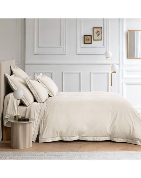 Housse de couette en satin brodé Dolly ivoire