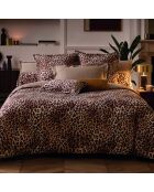 Housse de couette + 2 taies d'oreiller 63x63 satin de coton Élégance sauvage brun clair - 260x240 cm
