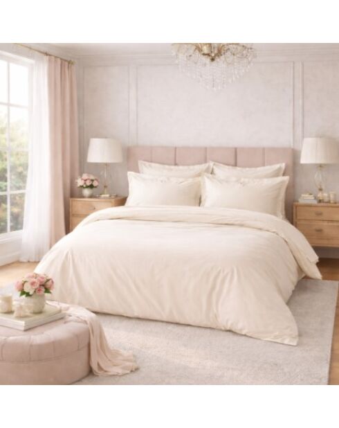 Housse de couette en percale de coton uni naturelle