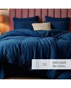 Dekbed met kwastjes katoengaas Uni blauw 14 - 140x200 cm