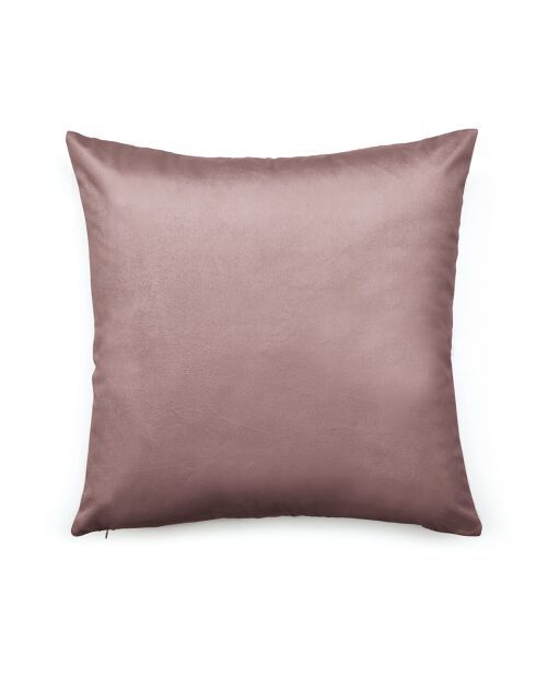 Fluwelen kussenhoes met oudroze bloemmotief - 45x45 cm