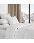 Housse de couette + taie d'oreiller en satin de coton Uni blanches - 140x200 cm