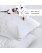 Housse de couette + taie d'oreiller en satin de coton Uni blanches - 140x200 cm
