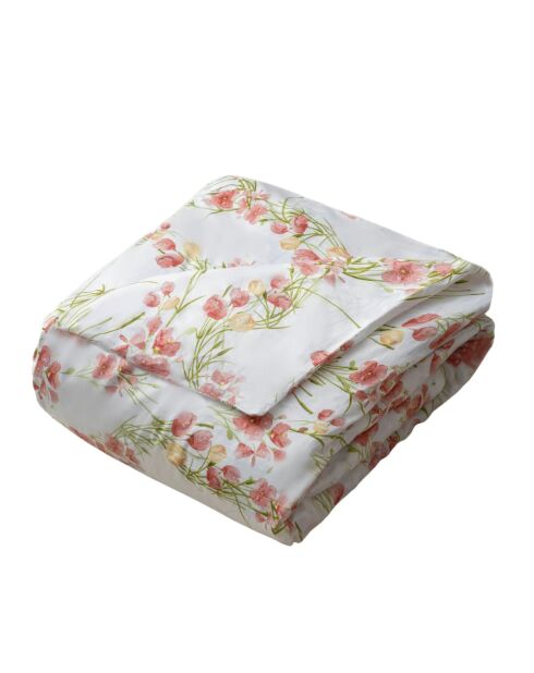 Housse de couette Mila satin imprimée fleurs rouges