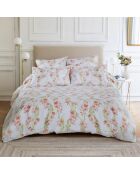 Housse de couette Mila satin imprimée fleurs rouges