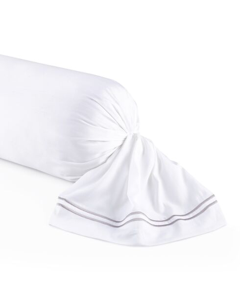 Bonita funda de satén de algodón gris/blanco - 43x210 cm