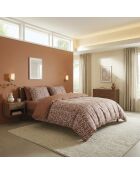Housse de couette + 2 taies d'oreiller en satin de coton Floréal terracotta
