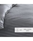 Copripiumino + 2 federe in raso di cotone intrecciato Dobby Jacquard grigio scuro
