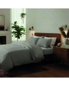 Housse de couette + 2 taies d'oreiller 80x80 satin de coton Annecy taupe - 200x220 cm