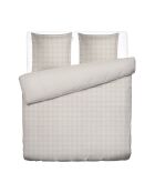 Housse de couette + taie d'oreiller en satin de coton Crochet graphique taupe