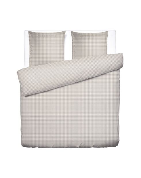 Housse de couette + taie d'oreiller en satin de coton Crochet graphique taupe