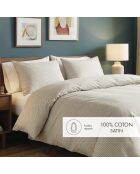 Housse de couette + taie d'oreiller en satin de coton Crochet graphique taupe