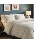 Housse de couette + taie d'oreiller en satin de coton Crochet graphique taupe