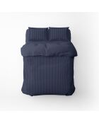 Housse de couette + taie d'oreiller 80x80 satin de coton rayure tissé dobby Jacquard bleu 11 - 135x200 cm