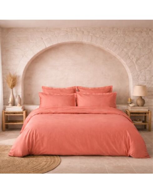 Drap plat en percale de coton uni orange