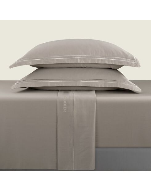 Bel set di lenzuola rettangolari in raso di cotone tortora - 180x200 cm