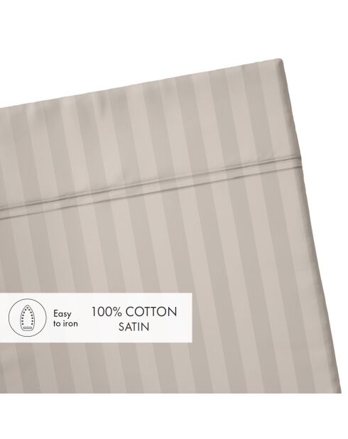 Katoensatijn laken Dobby Stripe Jacquard taupe - 240x300 cm