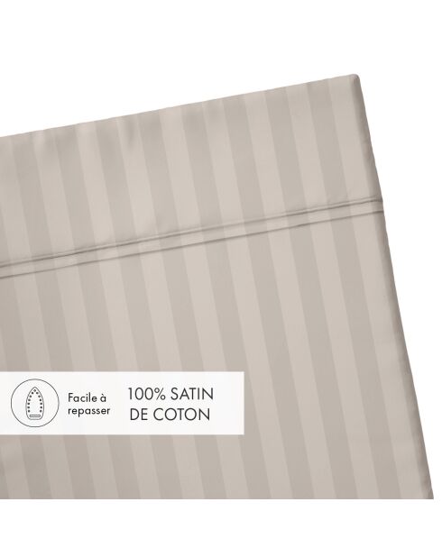 Katoensatijn laken Dobby Stripe Jacquard taupe - 240x300 cm