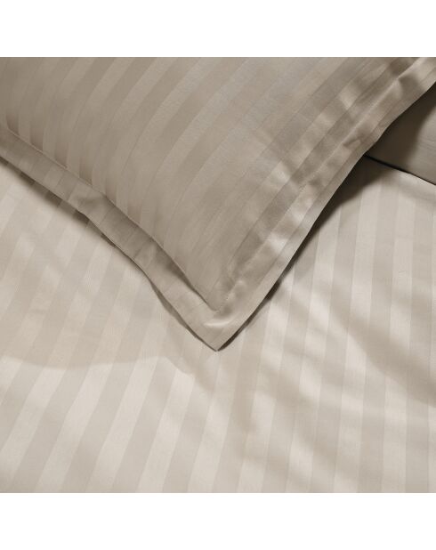 Katoensatijn laken Dobby Stripe Jacquard taupe - 240x300 cm