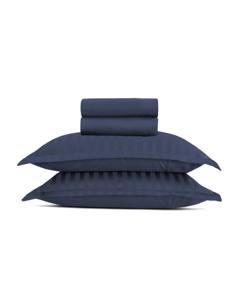 Ensemble de draps Maxi taie carrée satin de coton rayure tissé dobby Jacquard bleu 11