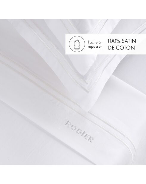 Bel set di lenzuola rettangolari in raso di cotone bianco - 180x200 cm