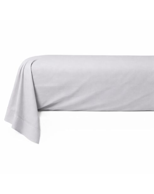 Taie de traversin en percale de coton uni platinium - 86x185cm