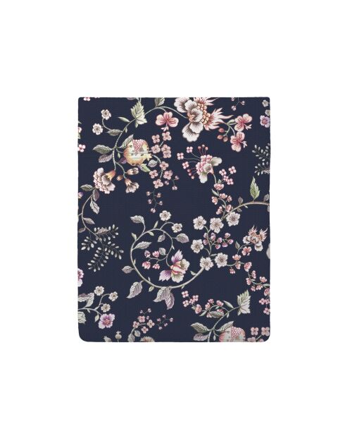 Bettlaken aus Baumwollsatin mit Blumenmuster, 240 x 300 cm, Dunkelblau