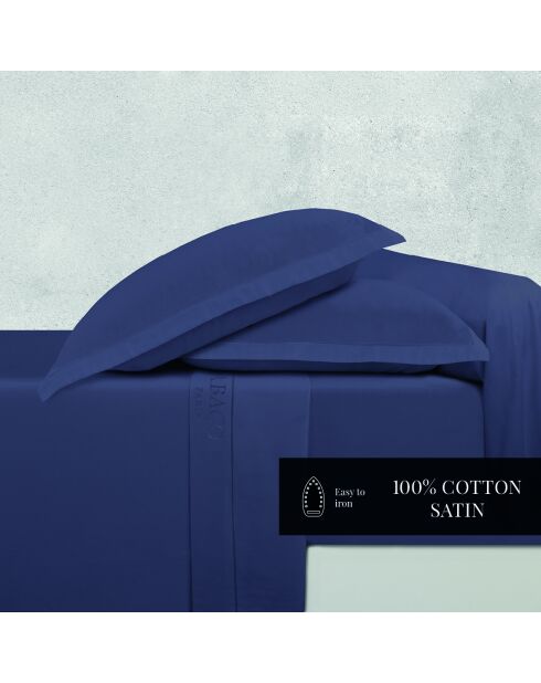 Ensemble de draps Maxi taie rectangle satin de coton Uni 1 baratta bleu 06