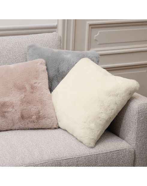 Housse de coussin imitation fourrure blanche - 40x40 cm