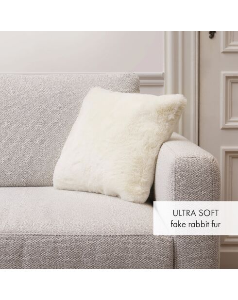 Housse de coussin imitation fourrure blanche - 40x40 cm