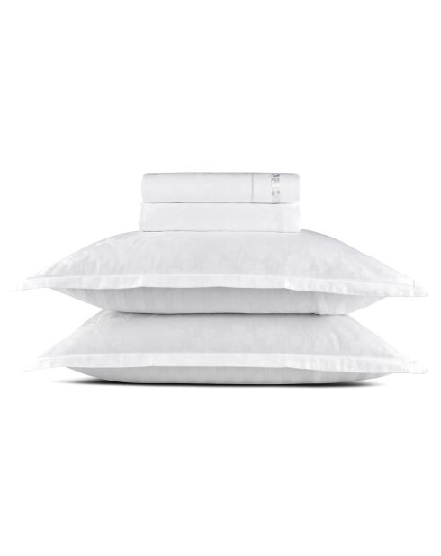 Ensemble de draps taie rectangle en satin de coton tissé Jacquard Jacquard blanc - 180x200 cm