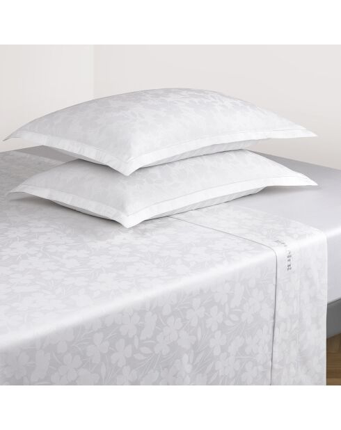 Ensemble de draps taie rectangle en satin de coton tissé Jacquard Jacquard blanc - 180x200 cm