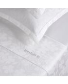 Ensemble de draps taie rectangle en satin de coton tissé Jacquard Jacquard blanc - 180x200 cm