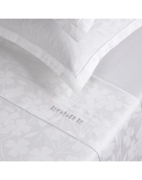 Ensemble de draps taie rectangle en satin de coton tissé Jacquard Jacquard blanc - 180x200 cm