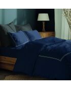 Funda nórdica y 2 fundas de almohada, 63 x 63 cm, algodón Annecy satinado, blanco/azul oscuro