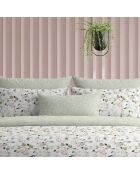 Maxi-lakenset vierkant kussensloop van katoensatijn Eclat d'eucalyptus blanc