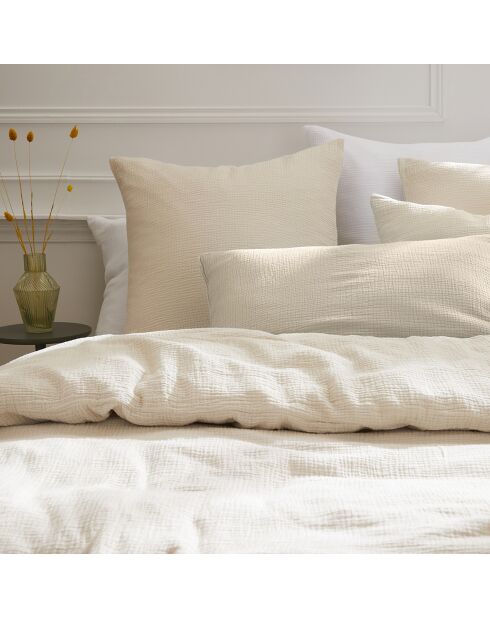 Housse de couette + taie gaze de coton Uni taupe 07 - 140x200 cm