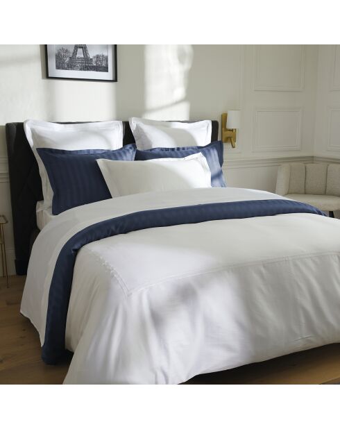 Housse de couette + 2 taies d'oreiller en satin de coton Nice blanc