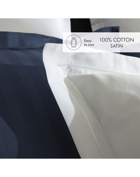 Housse de couette + 2 taies d'oreiller en satin de coton Nice blanc