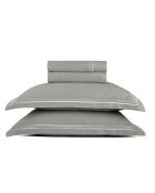 Ensemble de draps Mini satin de coton Annecy blanc/taupe - 150x200 cm