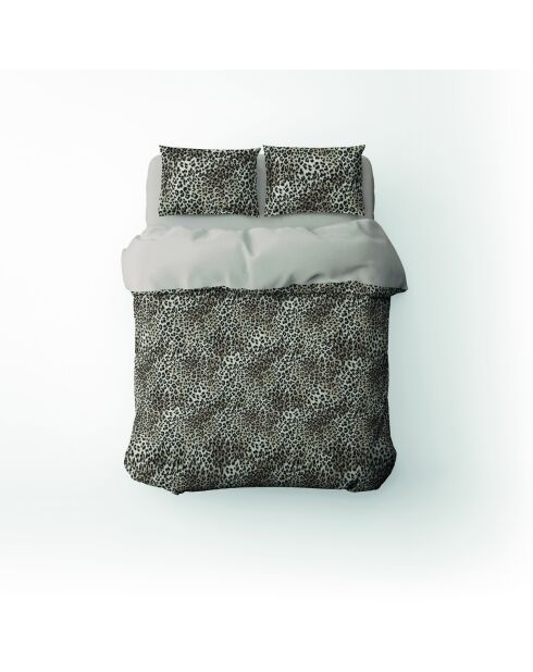 Housse de couette + taie d'oreiller 80x80 satin de coton Élégance sauvage brun clair - 135x200 cm