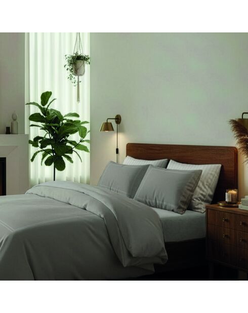 Ensemble de draps Mini satin de coton Annecy taupe - 150x200 cm